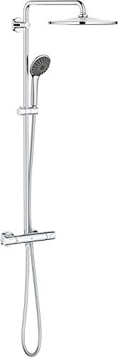 GROHE Vitalio Joy 310, Duschsystem wassersparend (31cm Regendusche, Thermostat mit Verbrühschutz, Sicherheitssperre bei 38°C, Duscharmatur mit 3 Strahlarten), chrom, 26400001