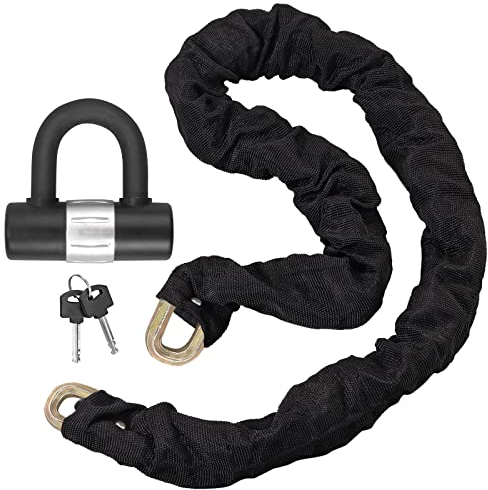 EYPINS Motorradschloss Fahrradschloss, 120cm ø10mm Kettenschloss Motorrad Kettenschloss Fahrrad Rollerschloss Panzerschloss Kette Locker Schloß mit 15mm U-Lock mit Schlüssel (ca. 2,8 kg)