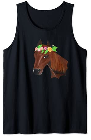 Pferd mit Blumenkranz geschmückt Tank Top