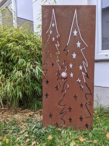 Zen Man Brise-vue de jardin en métal rouillé 1 mm - Motif double face - 50 x 120 cm