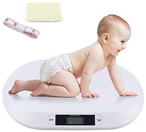 SHZICMY Babywaage, Digitale Kinderwaage bis 20Kg, Elektronische Babywaage mit LCD-Display, Handtuch und Lineal, Kinder Neugeborenen Waage