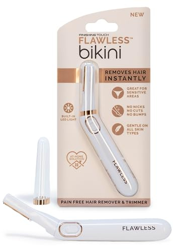 Finishing Touch Rasoir de bikini et tondeuse sans défaut pour femme, utilisation à sec, rasoir électrique, tondeuse personnelle pour le rasage intime, pas de bump, rasage lisse