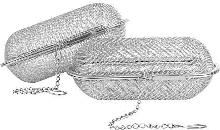 Yoassi 2er Teesieb, Rostfreier Edelstahl Teefilter, Teeei für losen Tee, Gewürze, Feinmaschiger Teefilter mit Kette, Gewürzsieb Siebkugel für Teekannen