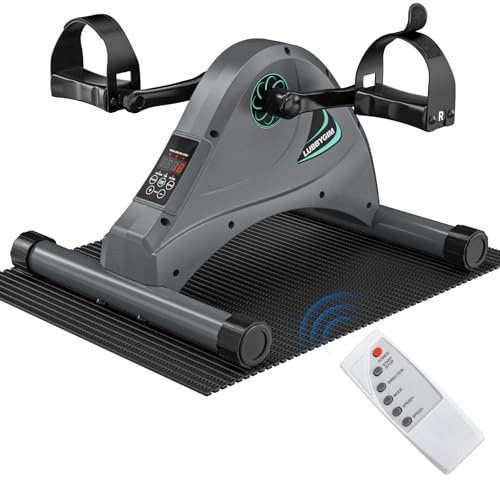 LUBBYGIM Mini Exercise Bike, Under Desk Bike Pedal Exerciser for Seniors & Physical Therapy, Electric Motorized Foot Pedal Machine for Arm and Leg Fitness, 6 Speed Levels