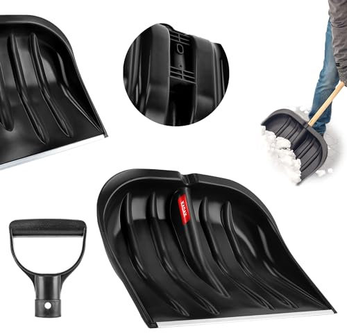 KADAX Pala da neve, larghezza 49 cm, pala da neve senza manico, pala da neve, spazzaneve in plastica, pala da neve (2, nero con bordo in alluminio)