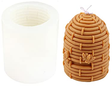 Xidmold Bienenwaben Stumpenkerze Silikonform Kerzenform, 3D Biene Honigwabe Kerzengießform Silikon, Silikonform für Bienenenwachskerzen, Seife, Fondant, Tortendeko, Schokolade, Harz Handwerk (B)