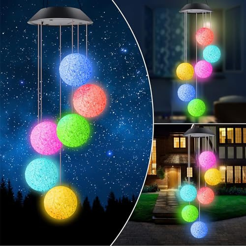 HeiPen Solar Wind Chimes, Garden Gifts for Mum, Grandma, Mothers Day, Christmas, Hanging Garden Ornaments for Yard Porch Valentines day