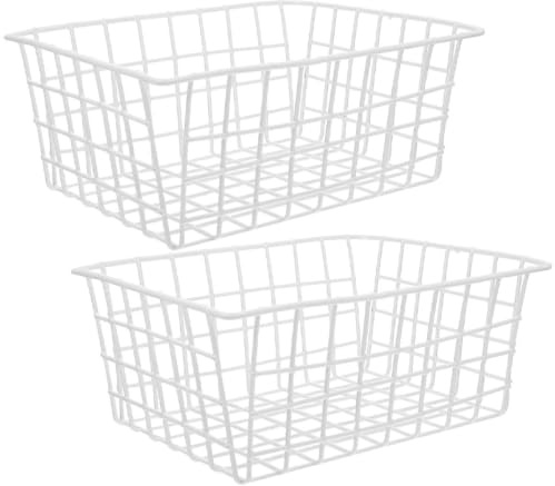 UPKOCH Panier Congélateur 2 Pièces 28.00 X 21.00 X 12.00 Cm Panier En Fil Métallique Pour Réfrigérateur Rangement Fruits Et Légumes Organisation Cuisine