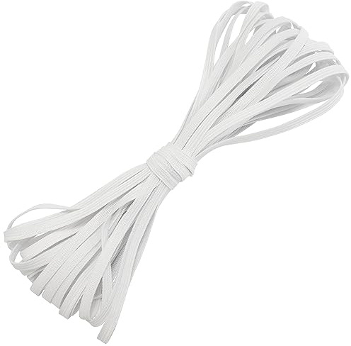 AERZETIX - C67520 - Bande élastique plate tressée 10 mètres - largeur 6 mm - en polyester + latex - couleur blanc