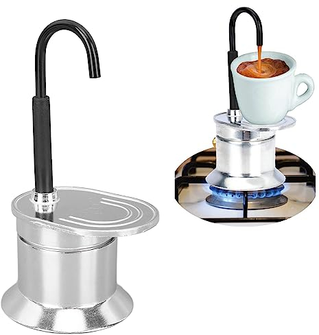 BORDSTRACT Caffettiera Moka a Tubo Singolo, 1 Tazza da 50 ML con Beccuccio in Lega di Alluminio, Piano Cottura, Caffettiera Italiana Per Esterni, Facile da Usare