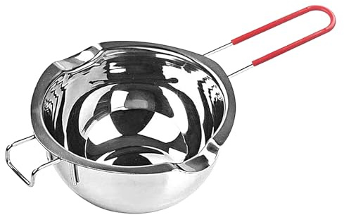 Shitafe Bol de Fusion 400 ML, Pot de Fusion pour Bain-Marie, Bol de Fusion pour Bain-Marie en Acier Inoxydable, Bol de Fusion à 2 becs pour Chocolat, Sucre, Beurre, Fromage et Bougies