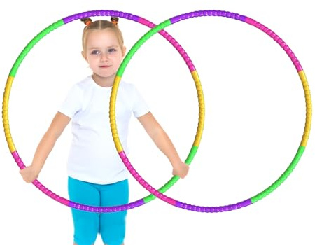 UQTUKO Cerceau Hula Hoop pour Enfants, 2 pièces Hula Hoop Fitness 8 Sections Amovible Hula Hoops pour l'exercice Cerceau Hoola pour garçons et Filles Parfait pour la Danse, Les activités de Fitness