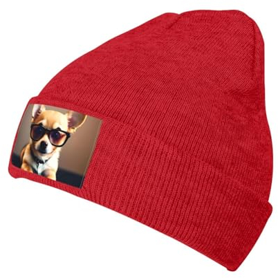 Jbyjbx Chihuahua-Hundebrille, 1 Druck, Wintermütze, Totenkopfmütze, leicht, gestrickt, weich, multifunktional, Kopfbedeckung