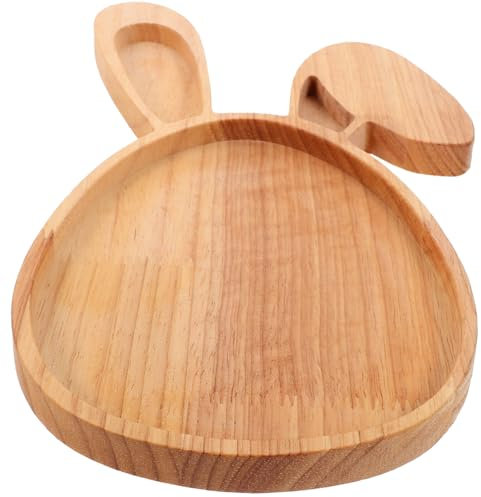 Warmhm Easter Bunny Wooden Serving Tray Unique Shaped Tray for Fruits Bread and Snacks for Spring Celebrations and Home Decor