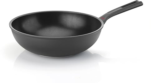 Guzzini - WOK in alluminio, antiaderente, 28 cm, Nero, COOK&PLUS