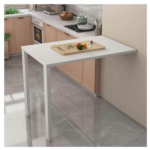 Breiter Esstisch aus Massivholz, Wandmontage, klappbarer Esstisch mit ausziehbaren Beinen, platzsparender Küchen-Esstisch für kleine Räume, schwebender Wandtisch (75 x 75 x 60 cm)