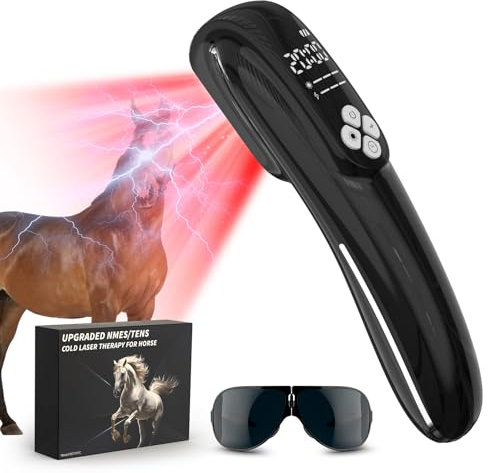 Kalte Laser+TENS Therapiegerät für Pferd,Tragbare Rot Lichttherapie mit 4*808nm&12*650nm,Infrarotlaser zur Schmerzlinderung Arthritis Haustieren,Beseitigung von Schmerzen Sehnen & Bandverletzungen