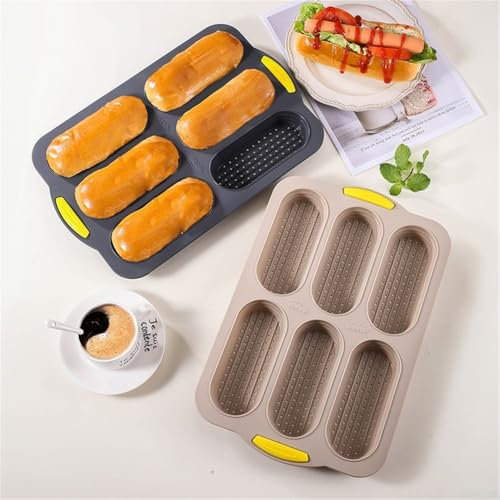 Moule à pain flexible en silicone à 4 cavités pour hot-dog, facile à démouler pour petits pains et friandises (gris)