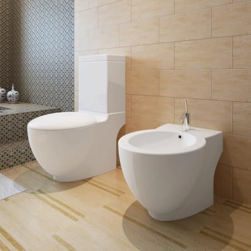 Home Garden,Stand WC & Bidet Set White Ceramic
