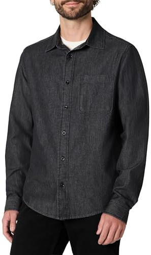 Amazon Essentials Camisa Vaquera Abotonada de Manga Larga de Corte Estándar Hombre, Lavado Negro, L