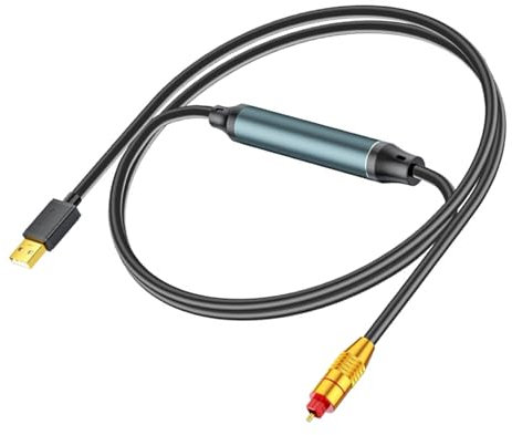 Ywmsfl Adaptador de sonido USB a óptico USB a fibra óptica de sonido SPDIF, cable convertidores de conexión para computadora portátil
