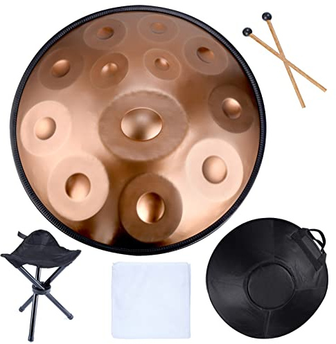Handpan Drum Instrument - 22 Zoll Moll Steel Drum, 432Hz Stimmung, inklusive Handpan Tasche und Schlagzeugstativ, geeignet für professionelle Audioproduktion, 9 Töne
