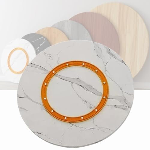 Plateau rotatif en bois massif Lazy Susan - Plateau tournant robuste - Grand plateau de service rond pour la maison et la cuisine - Rayures blanches - 60 cm