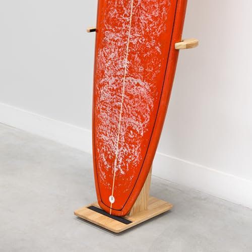 StoreYourBoard SurfStand, vertikaler Surfbrett-Ständer, freistehend, aus Holz, für Shortboard und Longboard, verstellbar für Boards mit einer Breite von 40,6 cm bis 66 cm