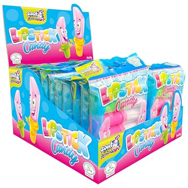 Candy Lipsticks 24er Display (24x6er Pack à 30g) – Halal Zertifizierte Erdbeer-Lippenstiftbonbons, Großpackung für Einzelhandel, Süßwarengeschäft & Großbestellungen