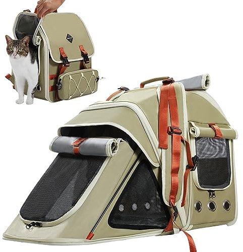 Purpurra Haustier Rucksack Katzenrucksack Hunderucksack, Tiertransporttasche für Kleine und Katzen Hunde bis 7 kg (Grün)