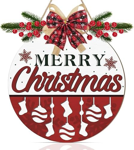 ANHUIB Weihnachten Dekoration Frohe Weihnachten Holz Schilder 3D Merry Christmas Hängende Holzschild Weihnachtsdeko Weihnachts Willkommensschild Aus Holz Deko Für Tür Fenster Eingang Weihnachtsfeiern
