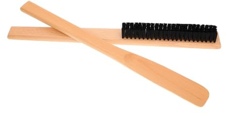 WEKAMOS 2pcs Wooden Clothes Brush Garment Brush Set Long Handle Shoe Horn for Travel Home Use Hat Cleaning Machine Stain Laundry