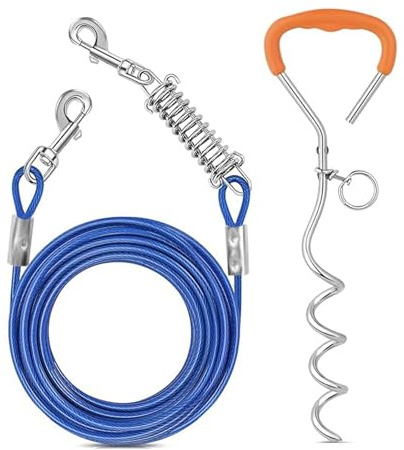 Heavy Type Dog Tie Out Cable And Stakes Garden Ground Dogs Leads Leashes For Media To Large Dogs Camping Dog Stakes