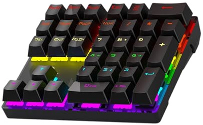 SHOOYIO Teclado numérico mecánico ergonómico iluminado RGB de 33 teclas intercambiable en caliente, base antideslizante USB para entrada de datos y programación, almohadilla numérica impermeable