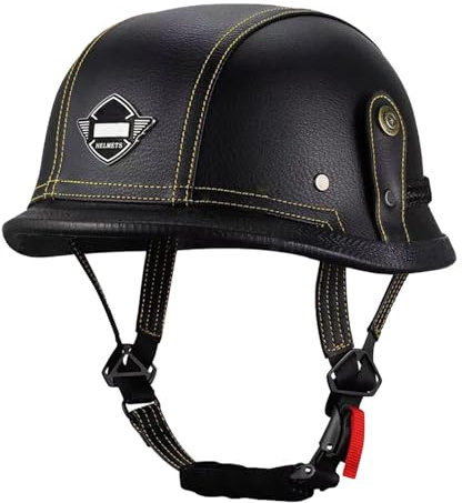 Caschi Jet E Demi-Jet Pelle Caschi Cromwell Approvato DOTECE Mezzo Casco Leggero Vintage Elmetto Scodella Aperto Casco Retrò Moto Caschi Cruiser Per Adulti Uomini Donne E,M:57-58CM
