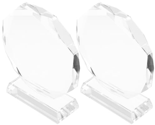 Healeved 2 Pièces Lot de 2 Trophées en Cristal Vierge Octogonaux 100 MM, Plaques de Récompense en Verre Gravé Personnalisable, Plaque de Reconnaissance Élégante pour Cérémonie Sportive ou