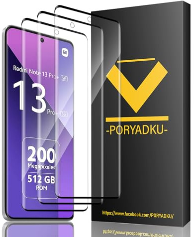 V-PORYADKU 3 Piezas Protector de Pantalla para Xiaomi Redmi Note 13 Pro Plus 5G /13 Pro+ 5G, HD Clara, Sin Burbujas, 9H Dureza, Antihuellas, Anti-Scratch
