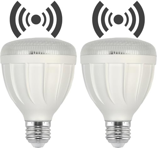 Vanpus E27 LED-Lampe mit Bewegungsmelder Radar 9W Warmweiß 2er-Set R80b | 2700K,Ø 8 cm,30.000h Lebensdauer, Automatischer Lichtschalter ,CRI > 90, UV-frei & insektenfreundlich