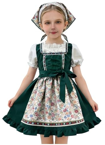 Dirndl barn midi traditionell klänning flickor som festdags festmode traditionell klädsel Dirndl för barn, förkläde för oktoberfest speciella tillfällen Dirndl-set för flickor ölfest traditionell