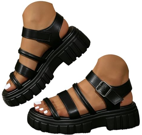 Damsandaler sommar med mångsidig urklippsdesign, fashionabla sommarplatå, bärna damskor, samlare, platåsandaler med mjuk fotbädd, utomhus, trekkingsandaler, casual, stickad nätsandalett