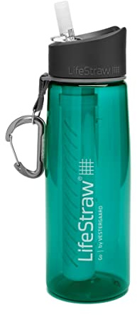 LifeStraw Go 2-Stage Filter Bottle Unisex-Adult, Teal, 22oz, pour Camping