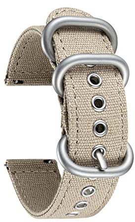 BINLUN Canvas Uhrenarmband 18mm 20mm 22mm 24mm Stoff Uhrenarmbänder Schnellverschluss Smartwatch Armband Ersatzarmbänder Segeltuch Uhrband Sailcloth Sport Strap Textil Uhrenarmbänder für Herren Damen