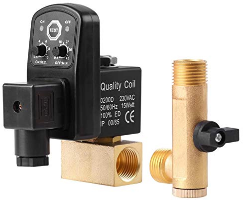 Akozon-Ablassventil G1/2 DN15 Automatisches elektronisches zeitgesteuertes Ablassventil für das Kondensatmanagement des Luftkompressors(AC230V)