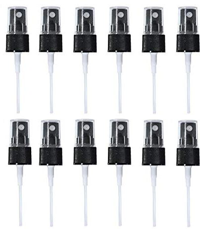 VASANA Lot de 12 vaporisateurs noirs de 410/20 mm avec bouchon à visser pour bouteilles de 10 à 100 ml, Noir , 100 ml