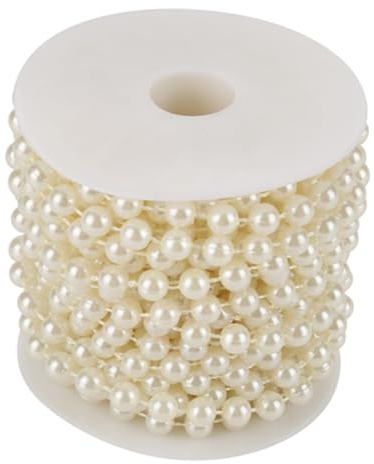 Perline Catena Ghirlanda Perle di perle Rotolo di perle di perle Perline Filo di perle Decorazione per tende Matrimonio(Beige)