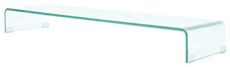 Tidyard Mobile Porta TV in Vetro Temperato Trasparente/Nero/Bianco,Alza Schermo in Vetro Temperato,Porta TV in Vetro Nero,Mobile TV in Vetro,Tavolino Porta TV in Vetro,Rialzo TV in Vetro