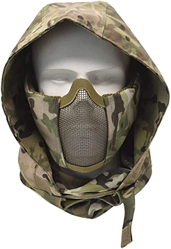 Masque Facial Airsoft Balaclava Tissu Extensible Coiffures Sports de Plein air Militaires CS Tactique Pliable Demi-Visage Net pour Paintball Cosplay Costume Party, 42cm x 16cm
