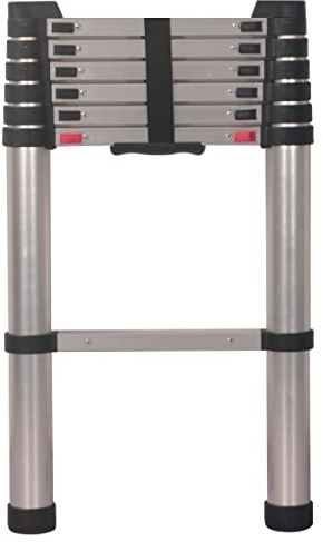 WORHAN Teleskopische Professional 2m Teleskopleiter PRO Soft Aluleiter Teleskop Extrem Robuste Leiter Eloxiert Erweiterbar PRO2