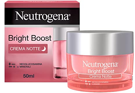 Neutrogena Bright Boost Crema Notte, Crema viso notte rigenerante durante il sonno, Crema idratante viso con Neoglucosamina uniformante, Crema viso antirughe per tutti i tipi di pelle, 50 ml