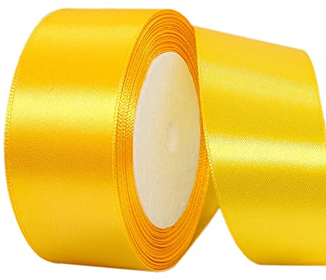 Goldenes Weihnachts-Satinband, 40 mm, 22 m, goldenes Haarband, Kuchenschleifen für Geschenkverpackungen, Polyester-Satinband für Geschenkverpackungen, Haare, Kuchendekoration, Luftballons